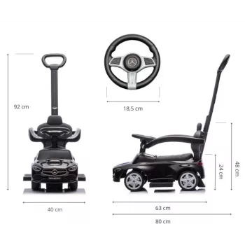 Stumiamas vaikiškas automobiliukas milly mally Mercedes C-Class juodas, modelis 6107