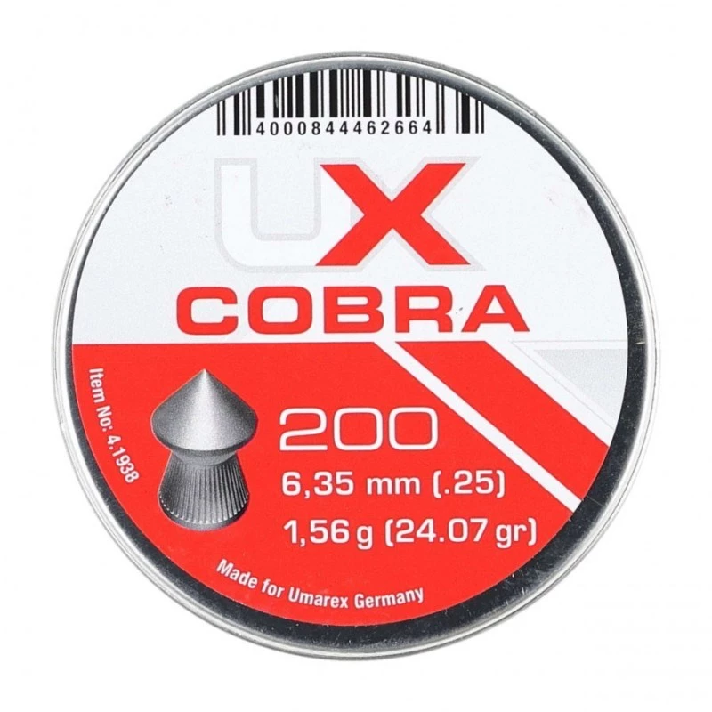 Gun pellet UMAREX Pointed Ribbed Shot Cobra 6.35 mm, 1.56 g, sidabrinis, 200 vnt.