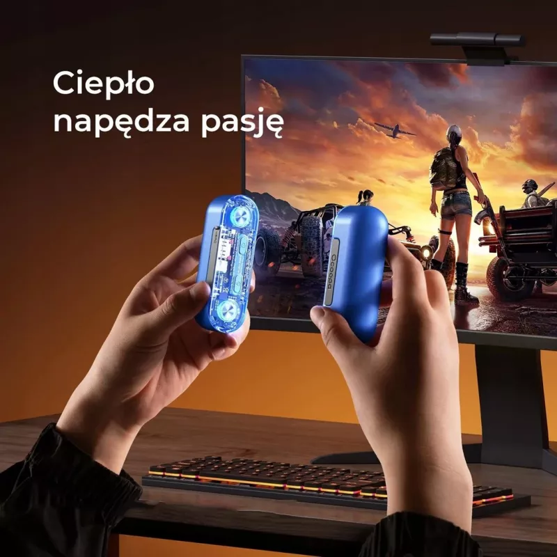 Nešiojamasis elektrinis šildytuvas Ocoopa UT4103 — įkraunama rankų šildyklė, 4 šilumos lygiai, 10000 mAh, aliuminis, mėlynas