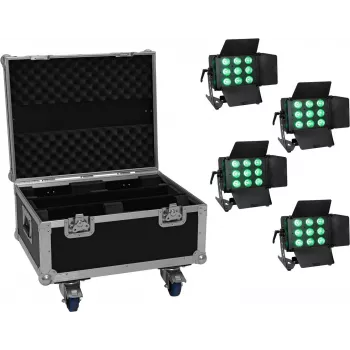 LED šviesų rinkinys EUROLITE CLS-9 QCL RGB/WW 9x7W — 9 šviestuvai, RGB + šiltai balta, 7W šviesos diodai kiekviename