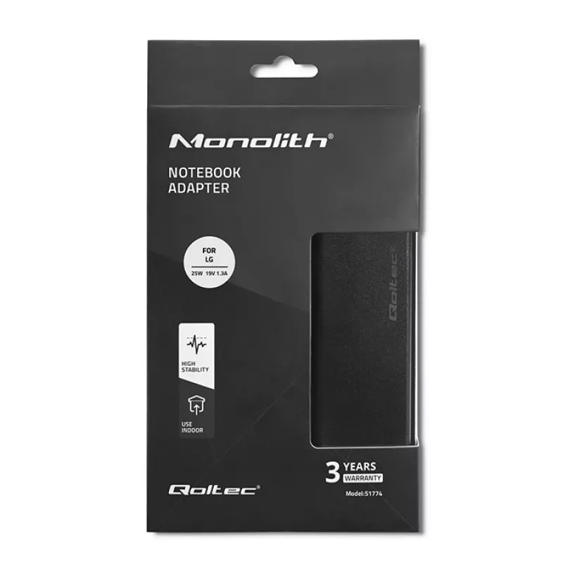Qoltec 51774 Maitinimo adapteris LG monitoriui 25W | 1.3A | 19V | 6,5 * 4,4 + maitinimo laidas