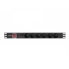 Maitinimo skirstymo įrenginys LANBERG PDU-06E-0200-BK — 6x E tipo lizdai, 16 A, 2 m kabelis, 1U stovas, 220–250 V