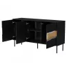 Komoda cama meble INSERTO 3D 143.5×40×80 cm juoda su LED, medžio drožlių plokštė, 16 mm rėmas