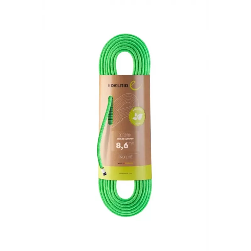 Statinė virvė Siskin Eco Dry 8,6 mm, 70 m, neoninė žalia