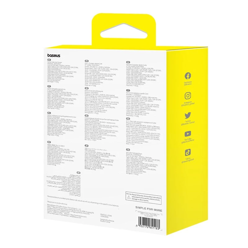 Baseus P10111404113-00 Cube USB-C / USB-A 30W tinklo įkroviklis, juodas