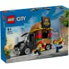 LEGO City Burger Van – maisto sunkvežimio žaislas 5 metų ir vyresniems berniukams ir mergaitėms, transporto priemonės konstravimo rinkinys su virtuvės komplektu, pardavėjo minifigūrėle ir aksesuarais