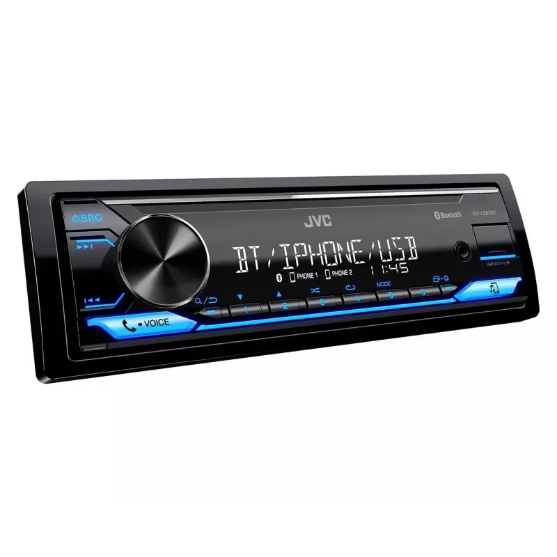Automobilinis radijas JVC KDX-382BT su Bluetooth ir USB — vieno DIN, AUX įvestis, FM imtuvas