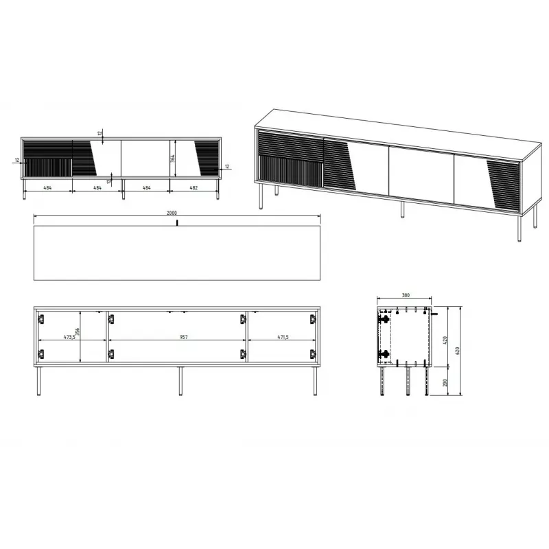 RTV spintelė ABI 4D 200x38x62 baltas matinis
