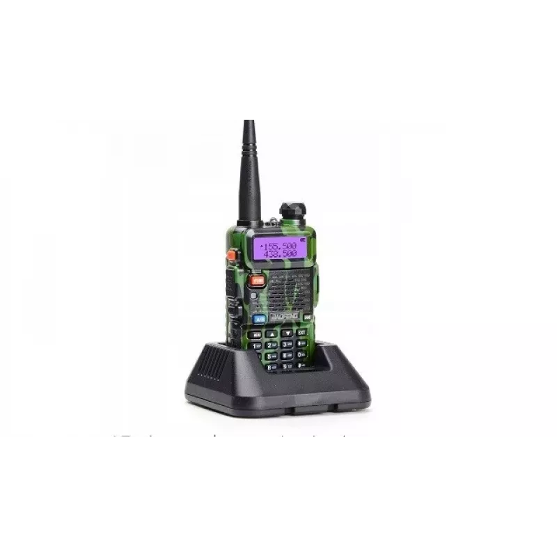 Rankinis dvipusis radijas Baofeng UV-5R 5W HT Camo — dviejų juostų FM, 5 W, 1800 mAh baterija