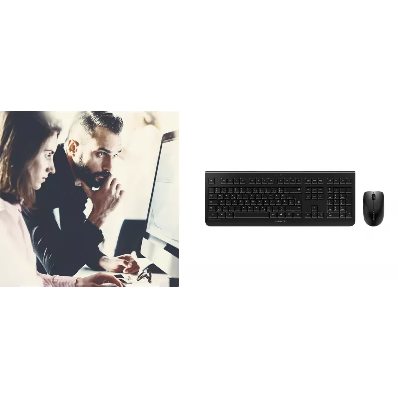 CHERRY DW 3000 klaviatūra su pele, universali, belaidė RF, QWERTZ, vokiška, pilka