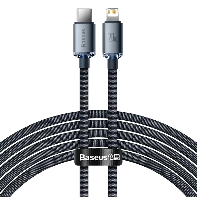 „Baseus CAJY000301“ mobiliojo telefono laidas, pilkas, 2 m, USB C, Lightning