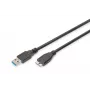 ASSMANN SuperSpeed USB 3.0 kabelis, USB A kištukas Micro USB B kištukas, Cu AWG 28, 2x ekranuotas, ilgis 1,0 m (AK-300116-010-S)