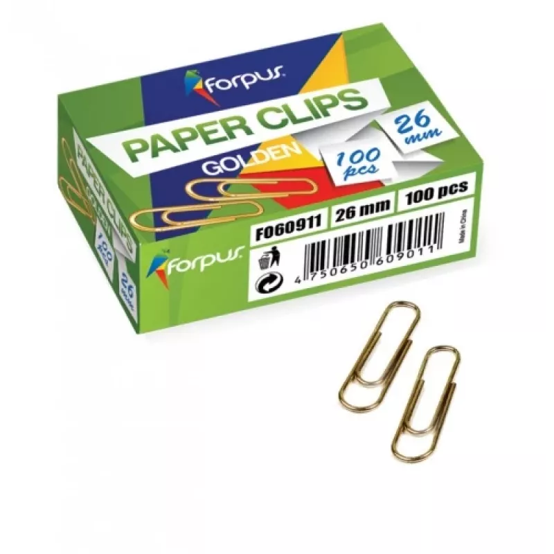 Clips Forpus, geltonas metalas, 26 mm apvalūs (100) 1104-006