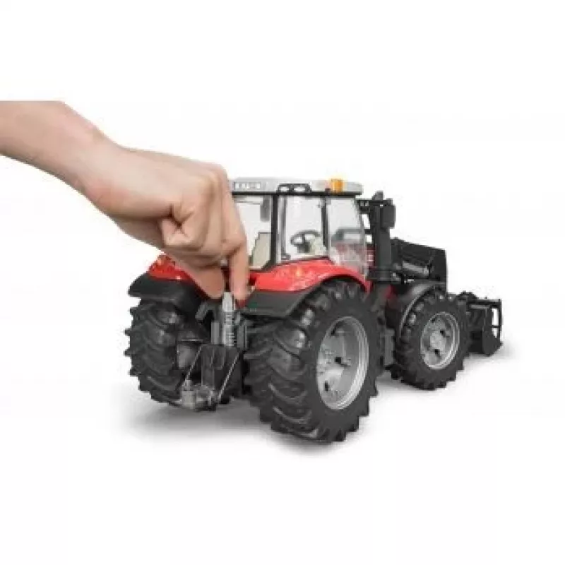 Žaislinis traktorius BRUDER Massey Ferguson 7624 su priekiniu krautuvu, raudonos spalvos, nuo 3 metų amžiaus