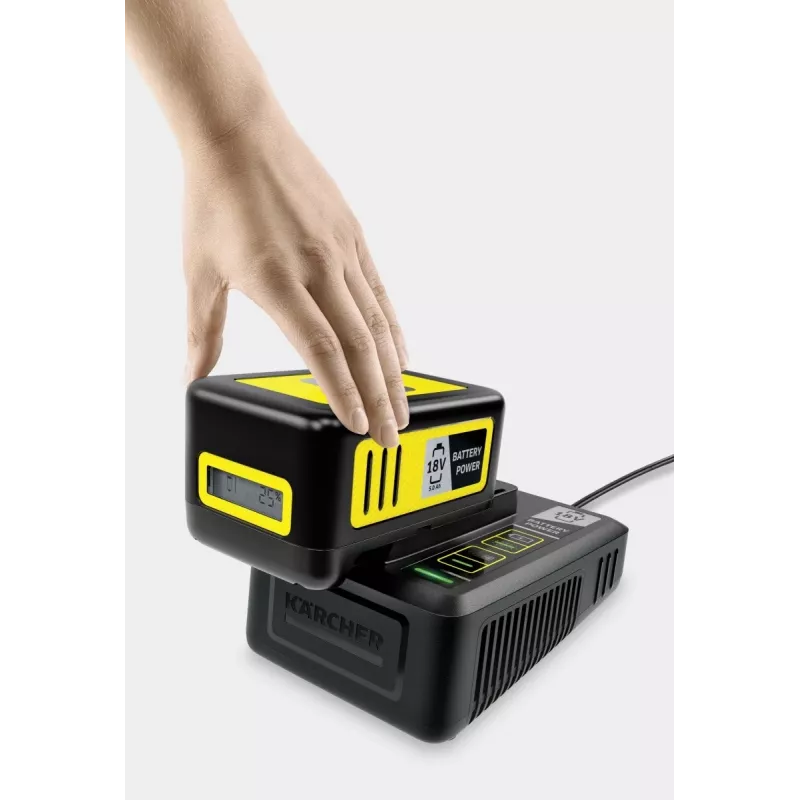 Baterijos ir įkroviklio rinkinys Karcher 2.445-063.0, Universal 18V 5000mAh, Geltona/Juoda
