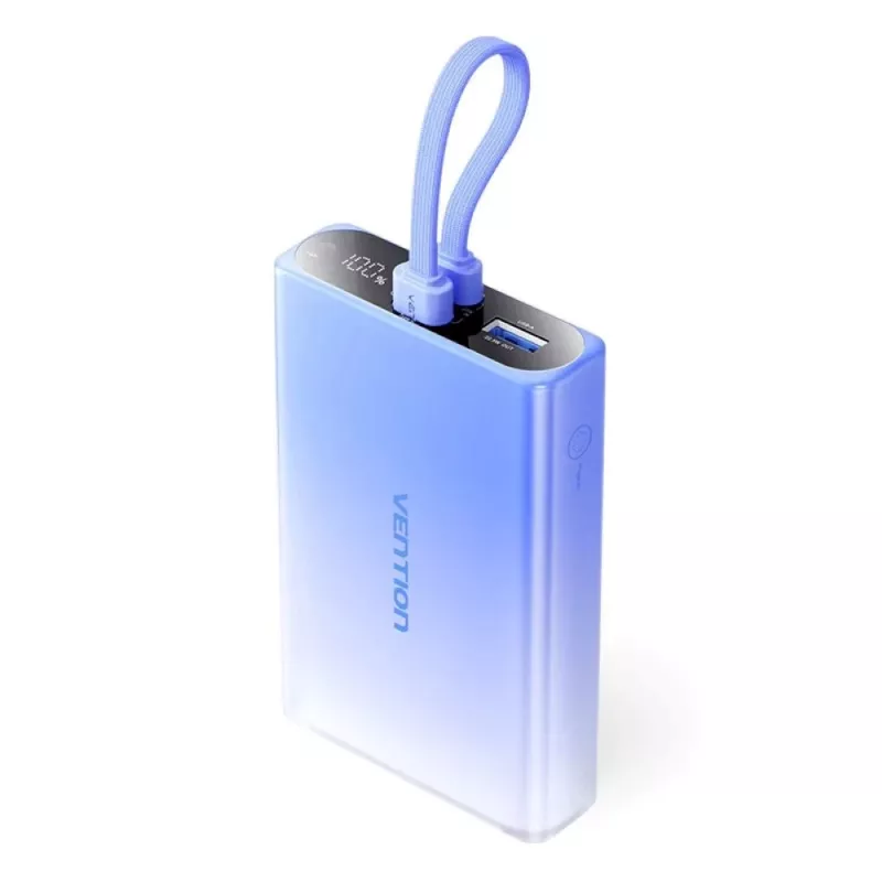 Išorinė baterija Vention FHZL0 10000 mAh — 1×USB-A, 1×USB-C, 3 A, mėlyna