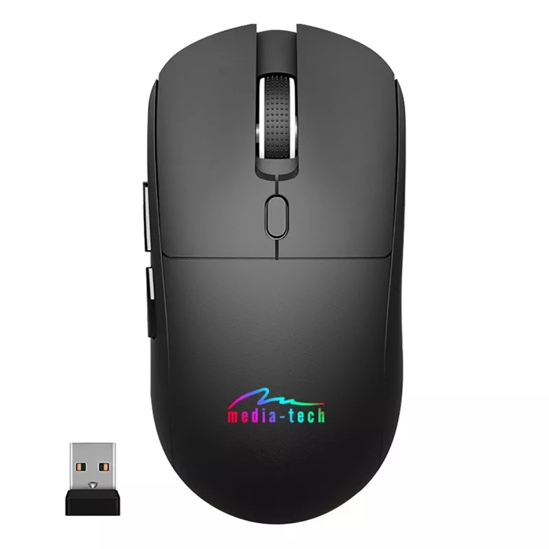 Belaidė pelė MEDIA-TECH MT1124 BT/RF Silent & Recharge — abiem rankoms tinkama, 3200 DPI, Bluetooth + 2,4 GHz USB, 6 mygtukai, įkraunama
