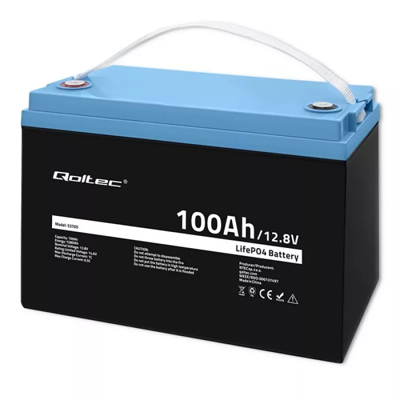 Qoltec 53705 ličio geležies fosfato baterija 100 Ah 12,8 V