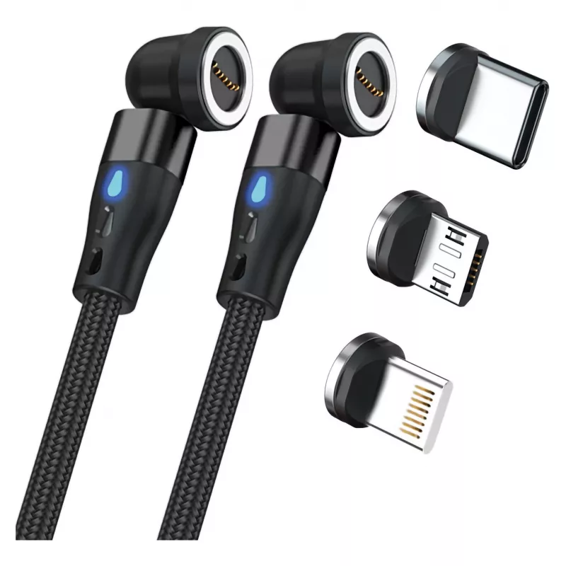 USB laidas RealPower MagneticCharge2 1 m juodas greitas įkrovimas duomenų perdavimas