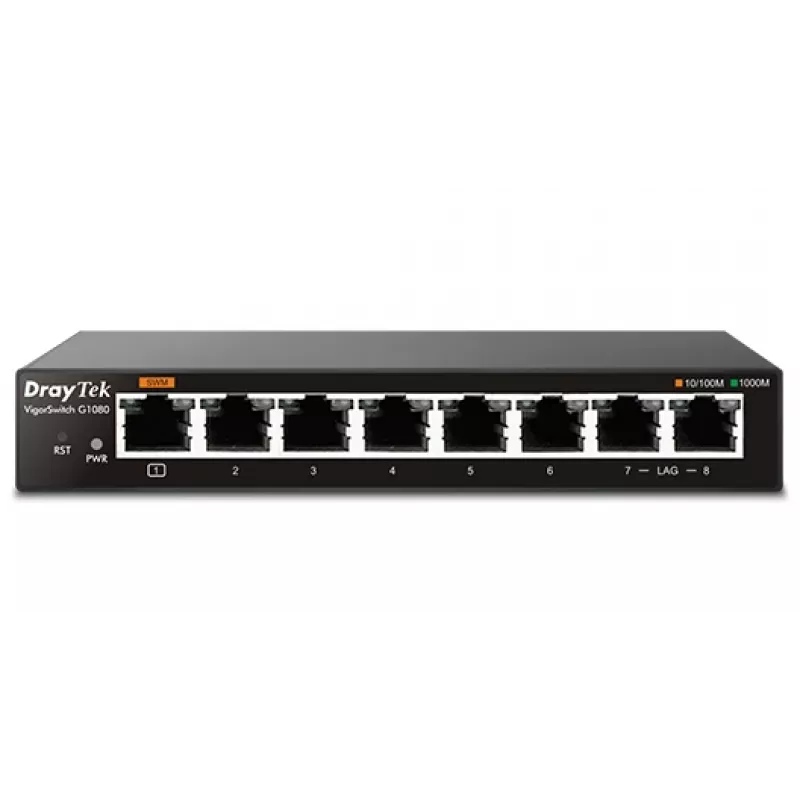 Nevaldomas L2 gigabitinio eterneto komutatorius Draytek VigorSwitch G1080, juodas