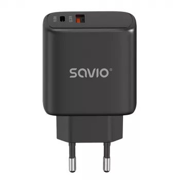 Lauko kroviklis SAVIO LA-06/B USB Type-C 30W Power Delivery 1x USB-C Juoda, 5–20V, 3A/9V, 3A/5V, 3A/12V, 2.1A