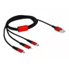 DeLOCK - Tik įkrovimo kabelis - Lightning / USB - USB (M) į Micro-USB Type B, Lightning, USB-C (M) - 1,0 m - Ekranuotas - Juodas (85892)