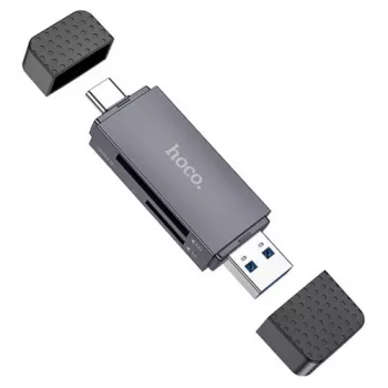 Kortelių skaitytuvas HOCO HB45, 2 lizdai SD/TF, su USB-A ir USB-C jungtimis