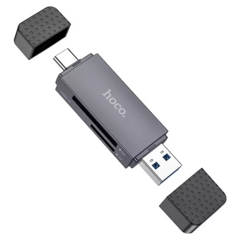 Kortelių skaitytuvas HOCO HB45, 2 lizdai SD/TF, su USB-A ir USB-C jungtimis