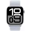 Apple Watch Series 10 aliuminio korpusas GPS + Cellular 42 mm sidabrinis Sport Loop mėlynas debesis