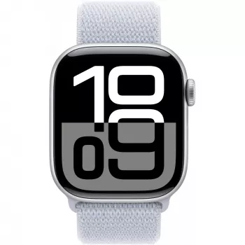 Apple Watch Series 10 aliuminio korpusas GPS + Cellular 42 mm sidabrinis Sport Loop mėlynas debesis