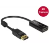 DeLOCK - vaizdo / garso adapteris - DisplayPort / HDMI - DisplayPort (V) - HDMI, 19 kontaktų (M) - 20 cm - (DisplayPort 1.2) - juodas (62609)