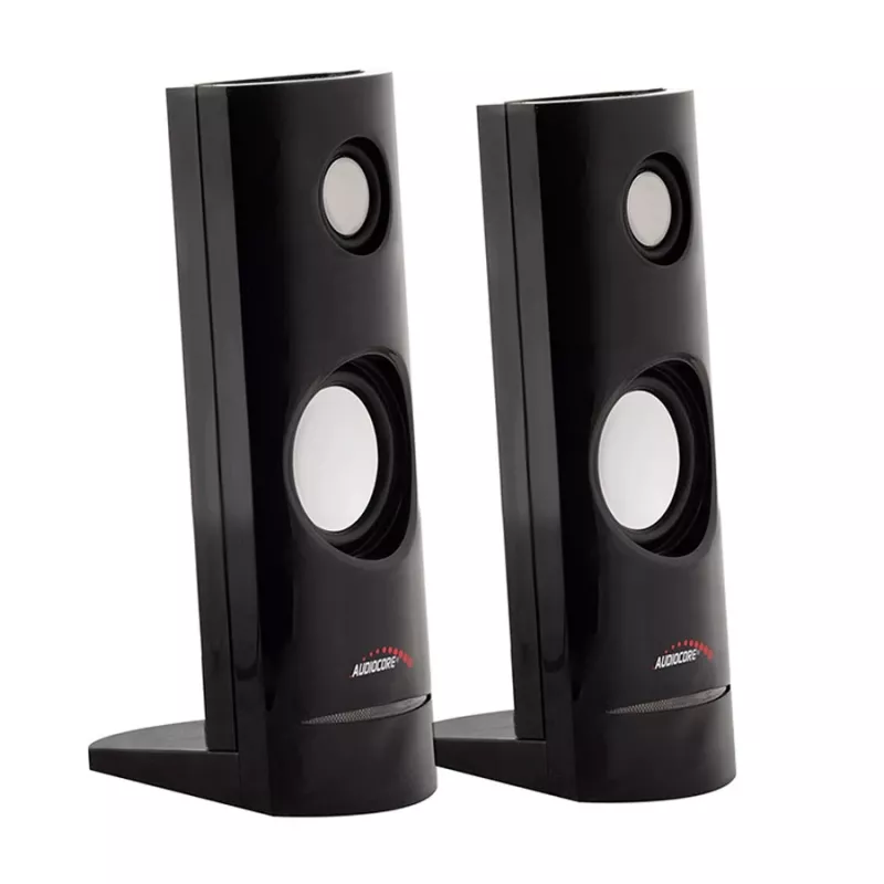 2 krypčių laidinė kompiuterio kolonėlė Audiocore AC860, 2.0 kanalai, 4 W RMS, maitinimas USB, 3,5 mm įvestis, juoda