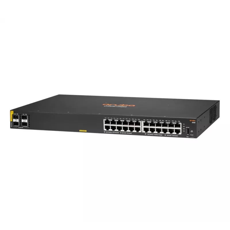 HPE Aruba Networking CX 6100 24G Class4 PoE 4SFP+ 370W valdomas L3 Gigabit Ethernet (10/100/1000) maitinimas per Ethernet (PoE) 1U juodas