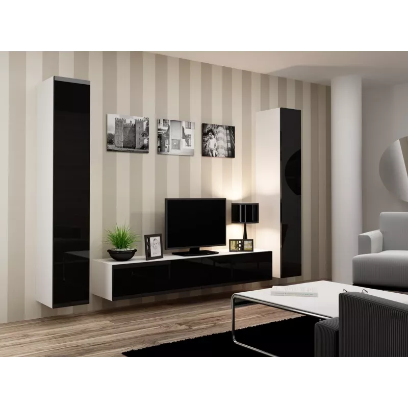 Cama uždara Spintelė VIGO '180' 180/40/30 baltas/juodas blizgus