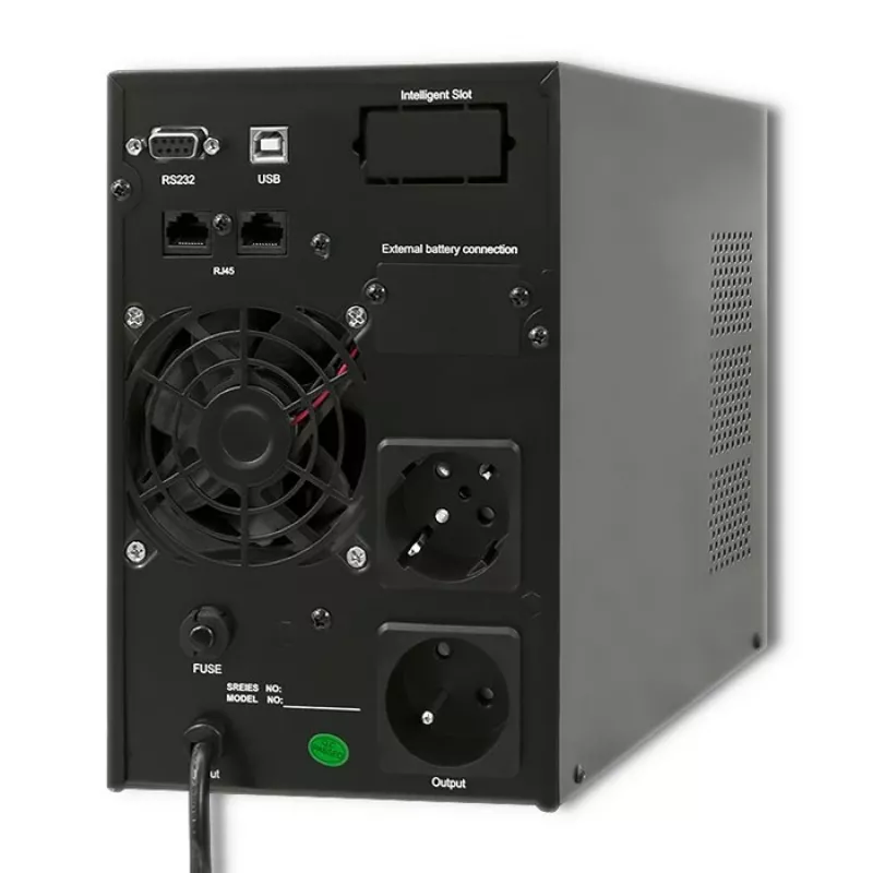 Qoltec 53042 nepertraukiamo maitinimo šaltinis (UPS) Dvigubo keitimo (Online) 1 kVA 800 W 2 AC lizdai
