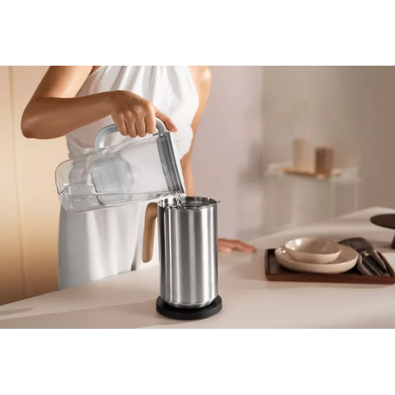Vandens filtro ąsotis BRITA Glass+1 Maxtra Pro pilkas, 2,4 L bendras / 1,5 L filtruoto, Maxtra Pro PP filtras