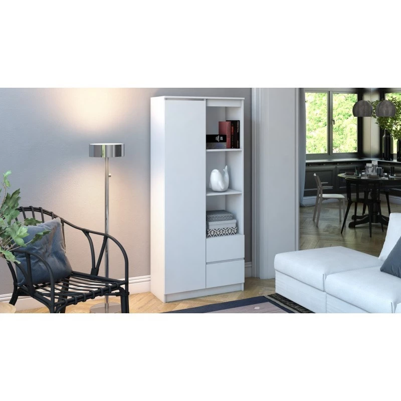 Biuro knygų spinta Top e Shop RS-80 BILY BIEL, balta medžio drožlių plokštė, 7 lentynos, 800×350×1800 mm
