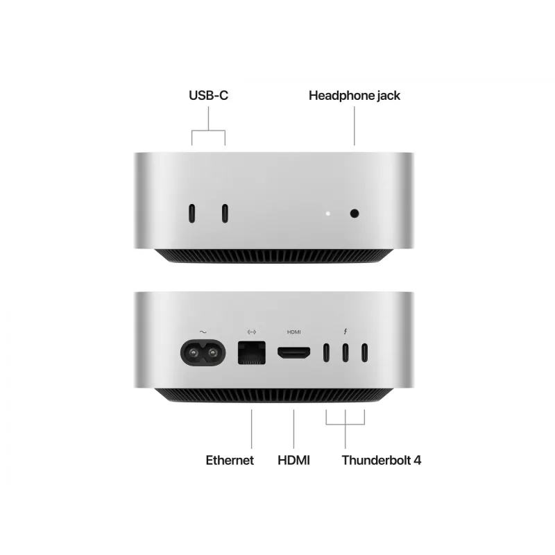 Apple Mac mini su Apple M M4 16 GB 256 GB SSD macOS Sequoia Mini PC sidabrinis