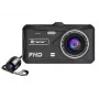 Vaizdo registratorius TRACER 4TS Full HD dviejų kanalų prietaisų skydelio kamera, 2 MP pagrindinė, 0,4 MP salono, 140°/60° kampai, 4 colių IPS ekranas, 150 mAh baterija, aliuminio korpusas, stovėjimo pagalba