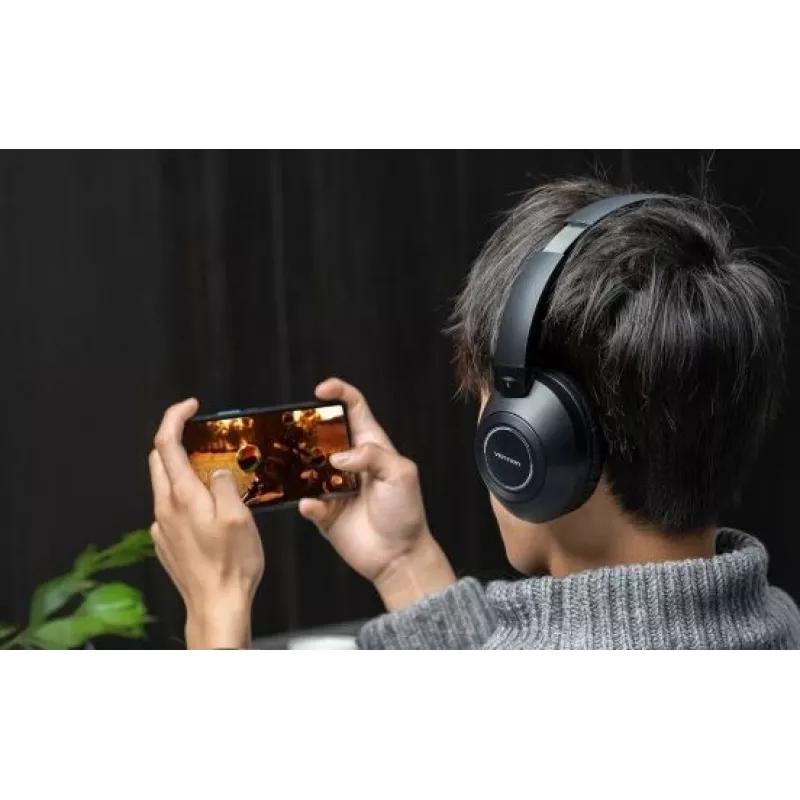 Ausinės Vention NBBB0 SoundMate S11 — belaidės Bluetooth 5.3 ausinės su ausies kabliuku, įkrovimo dėklas 400 mAh, iki 20 val., juodos