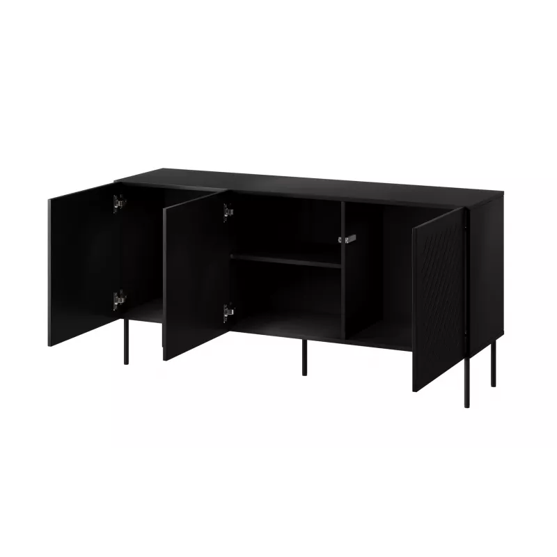 SIENA komoda 150.5x40x75 matinis juodas