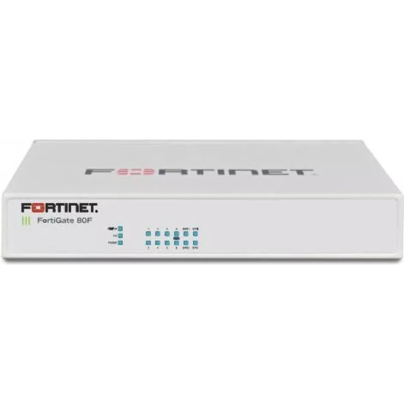 Fortinet FortiGate 80F - 10 Gbit/s - 6500 Gbit/s - 1400 Mbit/s - 3,23 µs - 256-bit AES - HTTPS - IPSec - SHA-256 - SSL/TLS - FortiOS (FG-80F-BDL-950-36-EU)