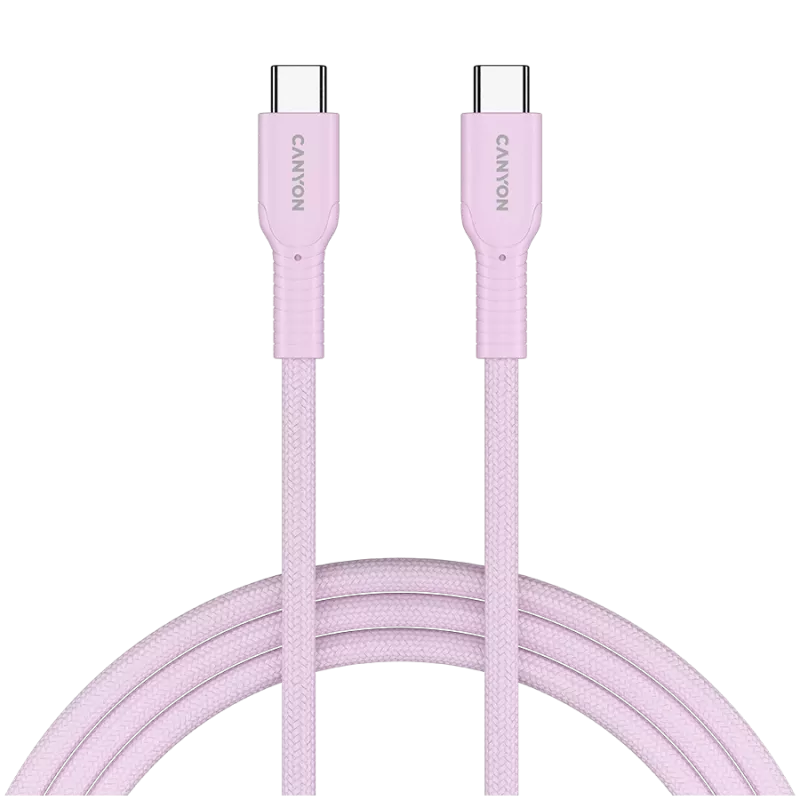 CANYON kabelis OnWire 60CL C-C 60W COLOR Braided 1m Pink