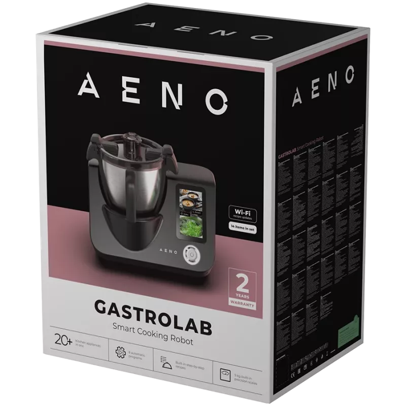 Išmanusis maisto gaminimo robotas CR1S: dubuo 3,5 L, 8 automatinės programos, 12 greičių, 1000 W (šildymo galia), 600 W (variklio galia), temperatūros diapazonas: 37-130°C, įmontuotos virtuvinės svarstyklės