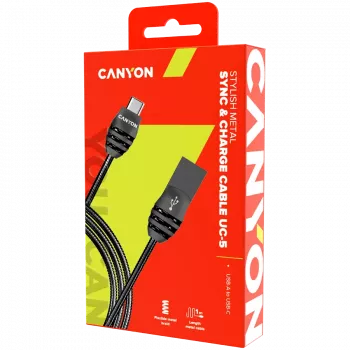 CANYON laidas UC-5 USB-C 10W 1m tamsiai pilkas
