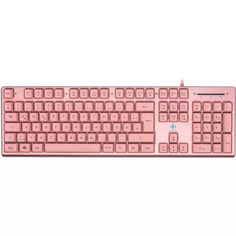 Deltaco GAM-021-RGB-P-DE - pilno dydžio (100%) - USB - membraniniai klavišai - QWERTZ - Rožinė