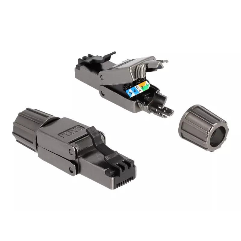 Tinklo kabelis DeLOCK RJ45 kištukas Cat.8.1 STP be įrankių juodas