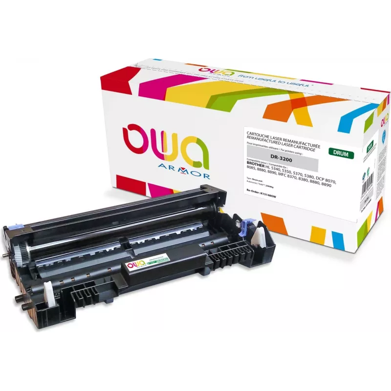 Armor OWA - Juoda - suderinama - atnaujinta - būgno blokas (Alternatyva: Brother DR3200) - skirta Brother DCP-8070, 8085, HL-5340, 5350, 5370, 5380, MFC-8370, 8380, 8880,