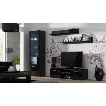 Cama TV stovas SOHO 140 juodas/juodas blizgus