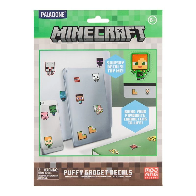 Paladone Minecraft Puffy Gadget Decals PP13218MCF — dekoratyviniai putlūs lipdukai prietaisams